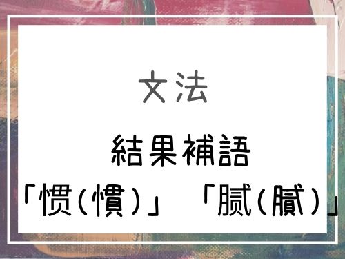 中国語 結果補語5 惯 慣 腻 膩 基礎編